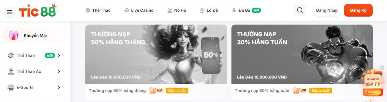 Thưởng nạp 50% hằng tháng lên đến 10 triệu đồng