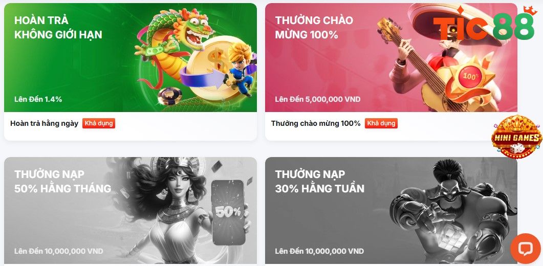 Khuyến mãi Tic88 - Hoàn trả hằng ngày lên đến 1,4%